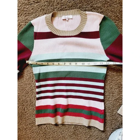 Parker Long Sleeve Crew Neck Ribbed Striped Sweater